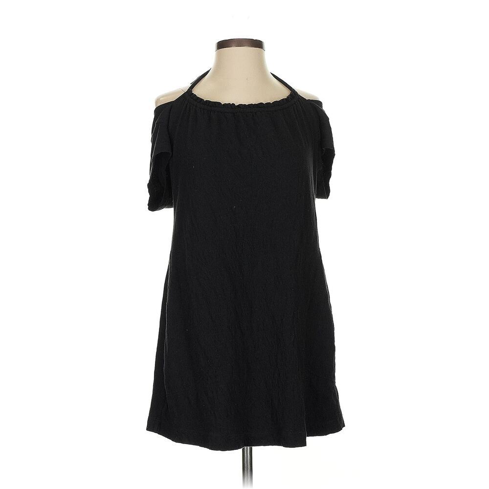Free People FP BEACH Vivi Open Back Stretch Cotton Mini Dress‎ Small, BLACK